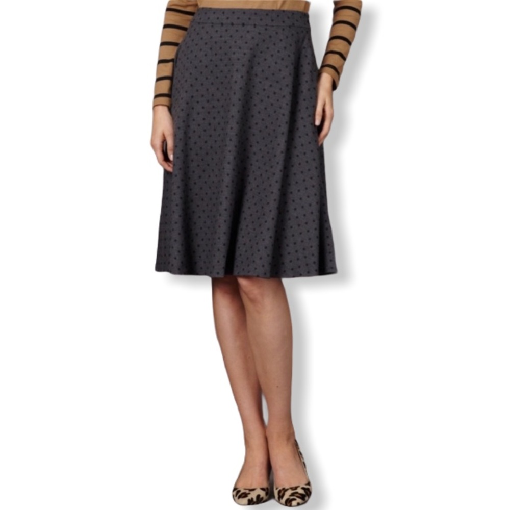 Boden Beautiful Gray & Black Polka Dot Skirt